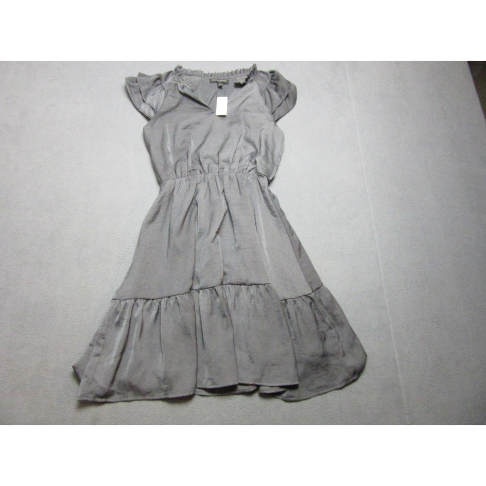 Banana Republic Dress Womens XS Gray NWT Flutter Ruffle Hem Whimsigoth Grunge